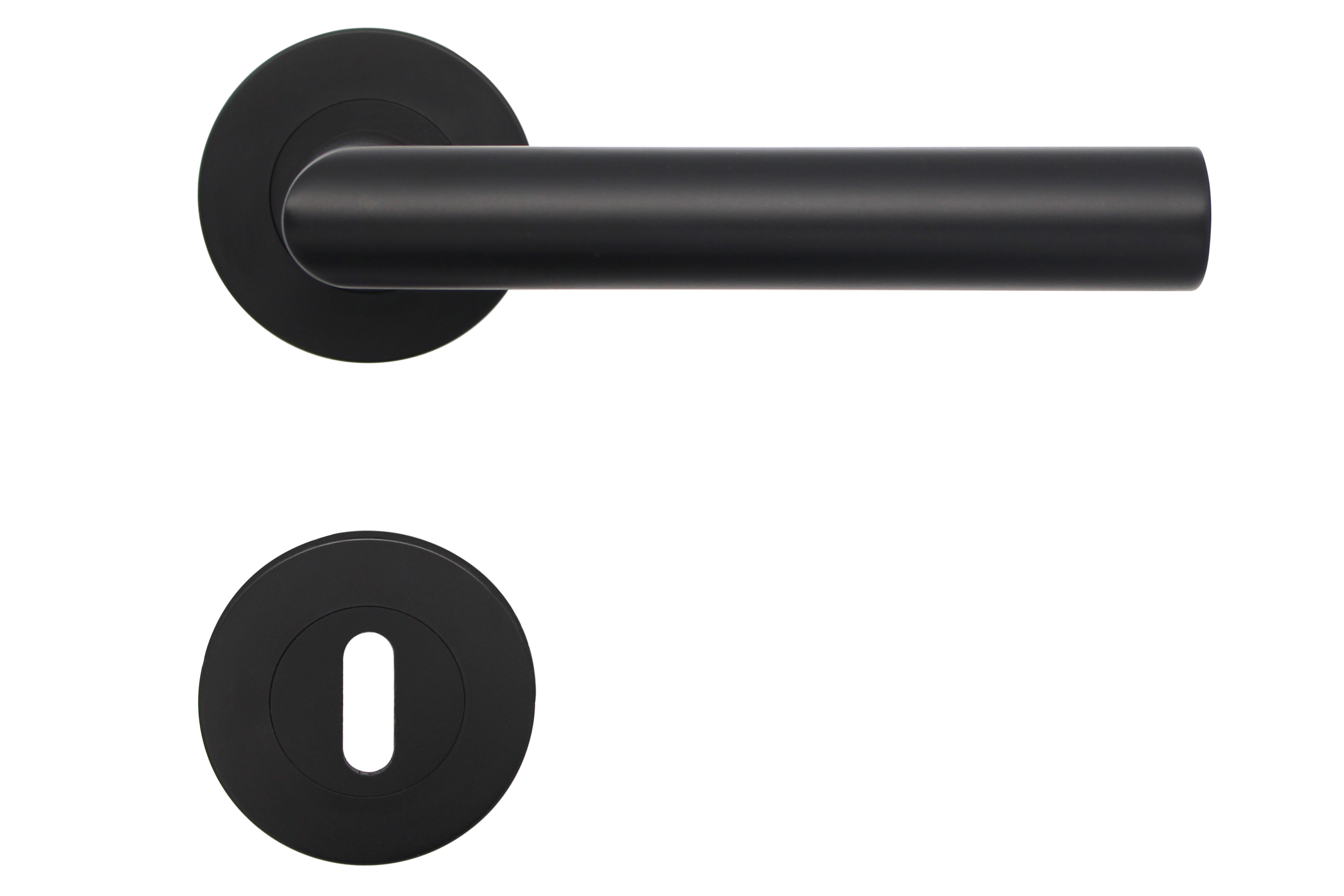 Rosettengarnitur "New York Black FDS" Festdrehbar mit Schraubrosetten, schwarz matt