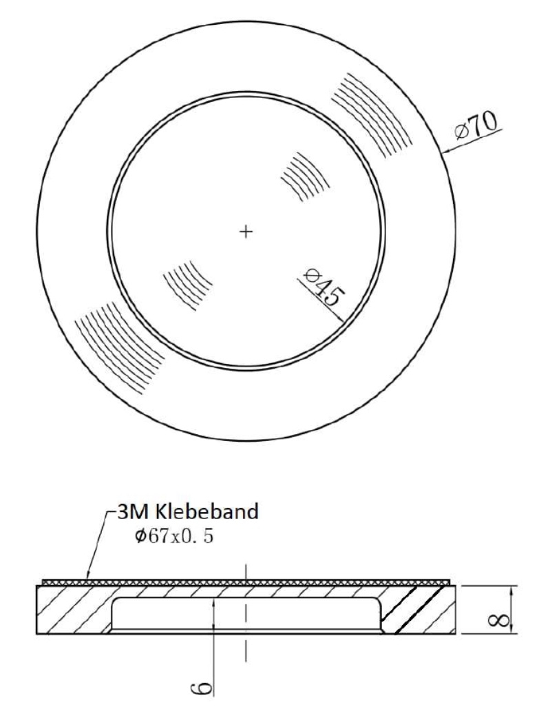 Schiebetürmuschel-Paar "round 70" klebbar, Edelstahloptik