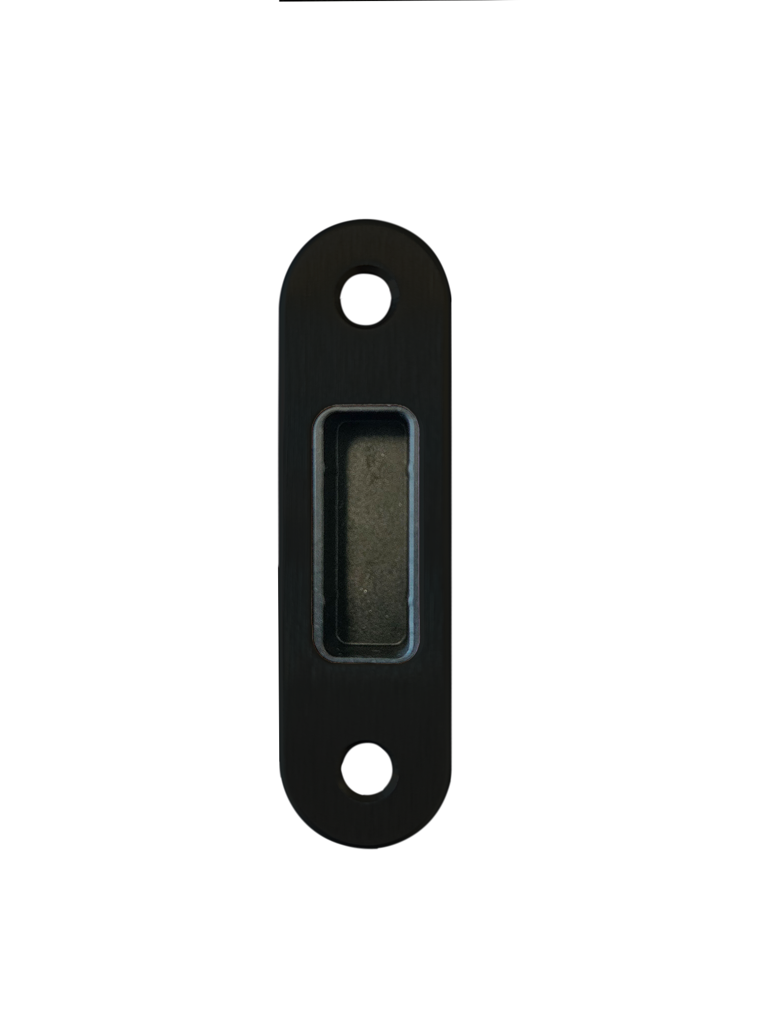 Glastür-Magnet-Schließblech ovale Version schwarz matt, 83x23 mm