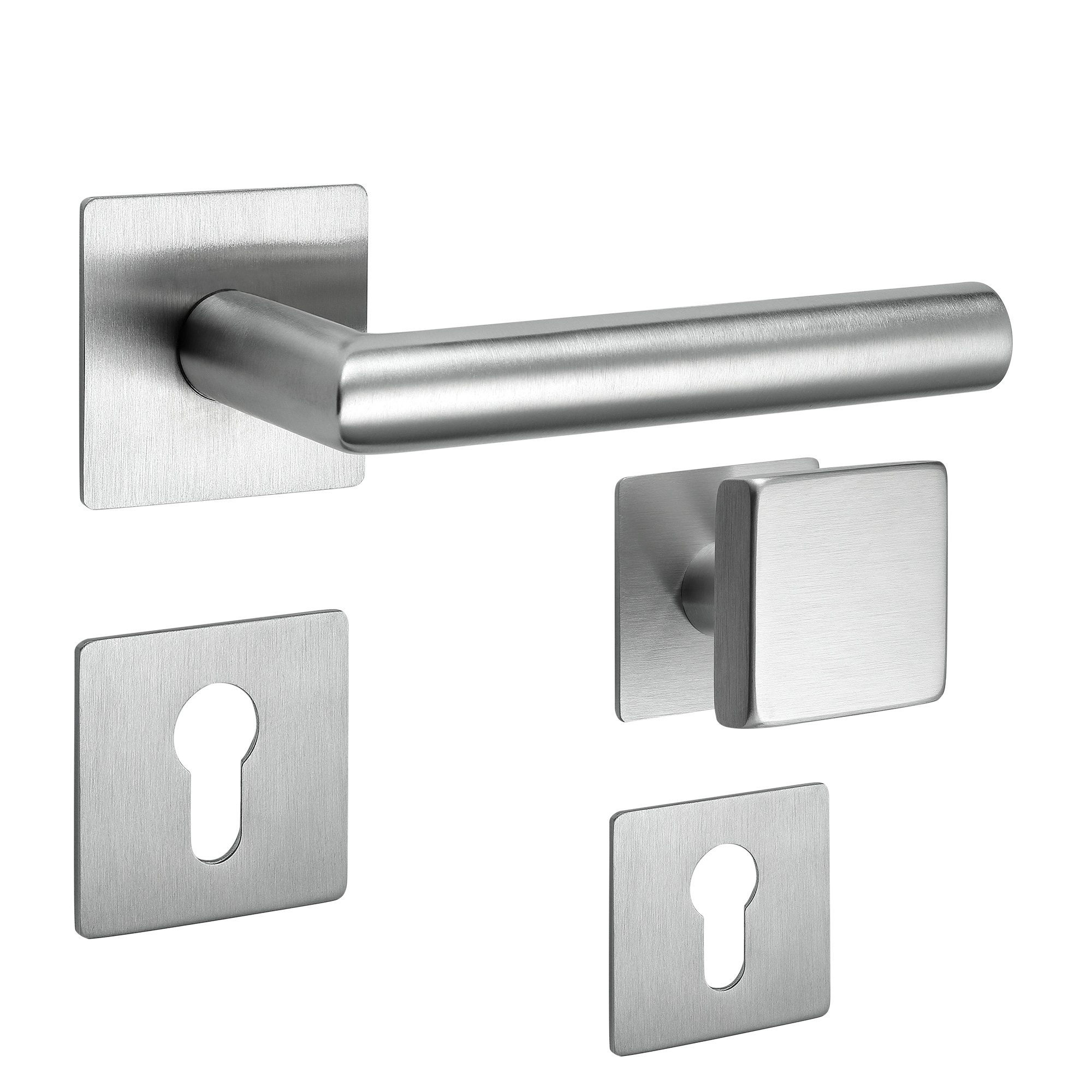 Flachrosettengarnitur "New York-FQ Magnetisch", Magnetische Flachrosette, Edelstahl matt