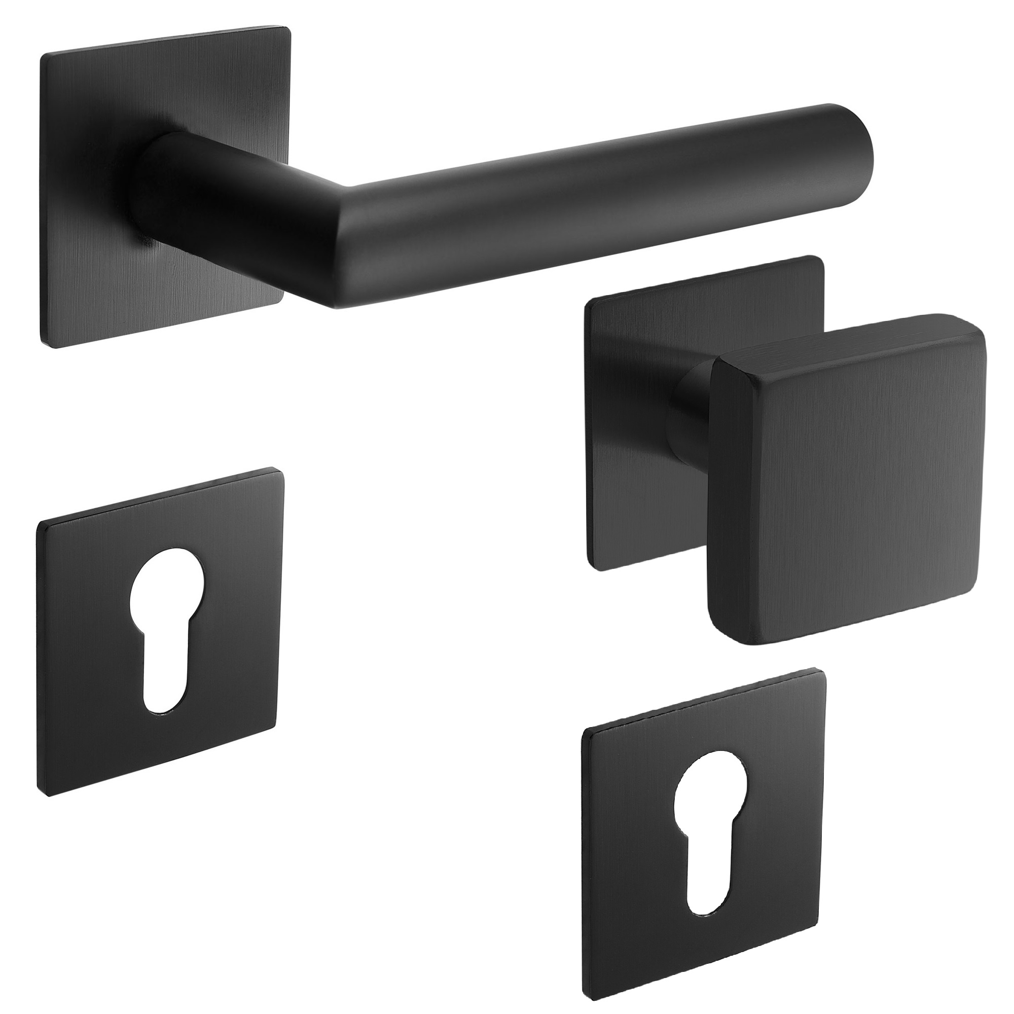 Flachrosettengarnitur "New York FQ Magnet" (eckig), schwarz matt